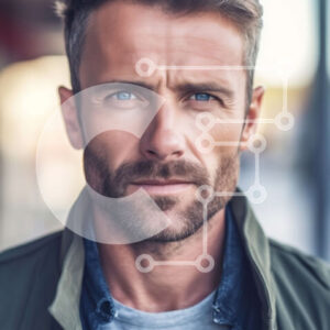 Intra Συλλεκτικό Ξύλινο Παζλ Plywood  4mm - Πορτρέτο ενός σοβαρού άνδρα με πράσινο σακάκι και μπλε πουκάμισο Σε Ξύλινο Κουτί - Διαστάσεις Puzzle: 10x10 cm – 25 κομμάτια