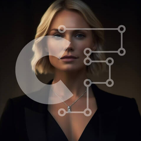 Intra Συλλεκτικό Ξύλινο Παζλ Plywood  4mm - Σοβαρή επιχειρηματίας με μαύρο κοστούμι και κοσμήματα με μαργαριτάρια Σε Ξύλινο Κουτί - Διαστάσεις Puzzle: 10x10 cm – 25 κομμάτια - Image 1