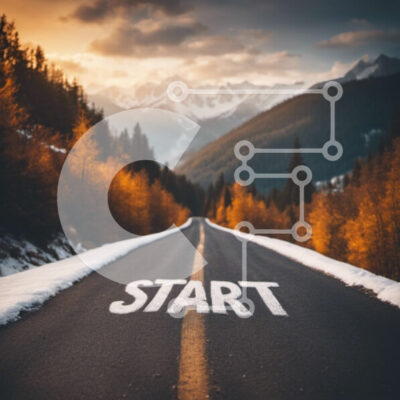 Intra Συλλεκτικό Ξύλινο Παζλ Plywood  4mm - Δρόμος εκκίνησης με βουνά καλυμμένα με χιόνι στο παρασκήνιο Σε Ξύλινο Κουτί - Διαστάσεις Puzzle: 10x10 cm – 25 κομμάτια - Image 1