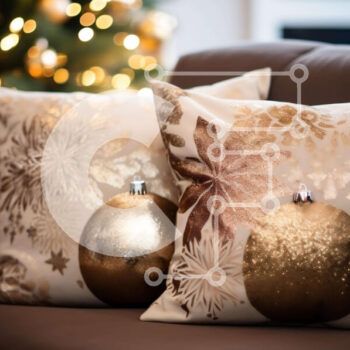 Intra Συλλεκτικό Ξύλινο Παζλ Plywood  4mm - Χρυσά χριστουγεννιάτικα μαξιλάρια για εορταστική διακόσμηση Σε Ξύλινο Κουτί - Διαστάσεις Puzzle: 10x10 cm – 25 κομμάτια - Image 1