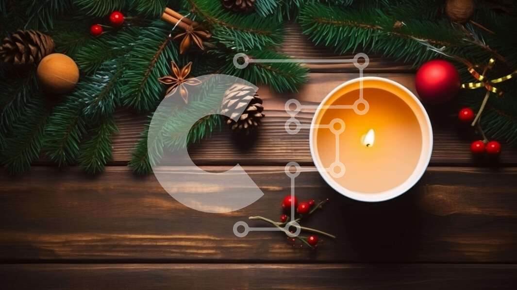 Intra Συλλεκτικό Ξύλινο Παζλ Plywood  4mm - Κεριά και Χριστουγεννιάτικα στολίδια σε ξύλινο τραπέζι Σε Ξύλινο Κουτί - Διαστάσεις: 10x10 cm – 25 κομμάτια