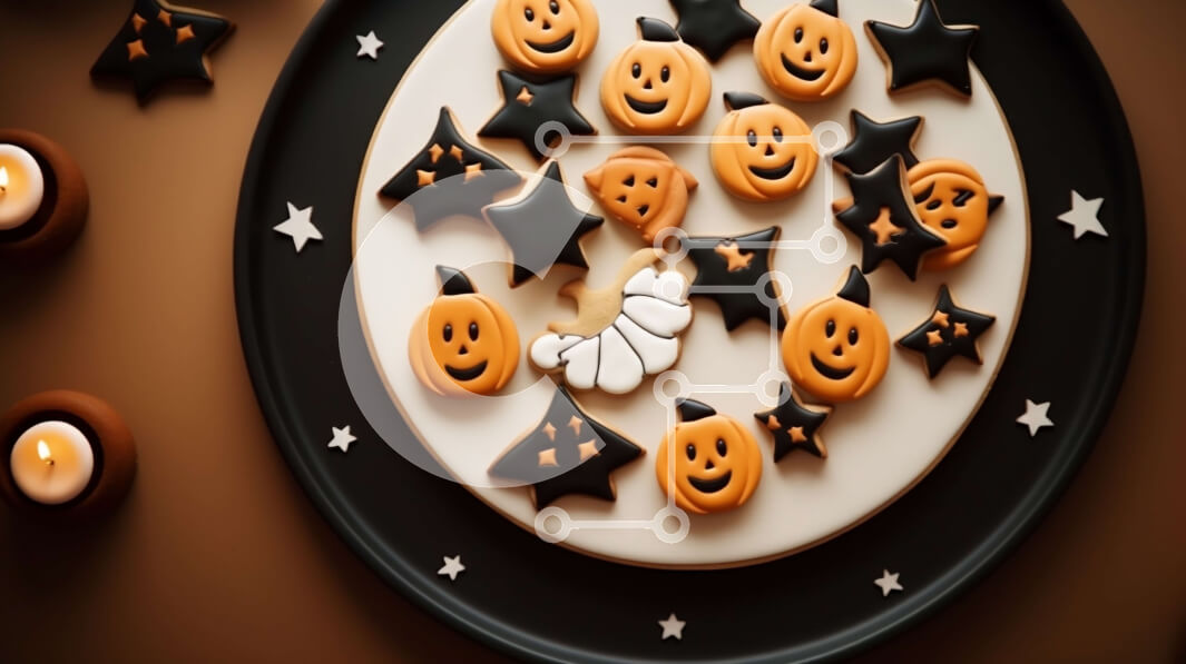Intra Συλλεκτικό Ξύλινο Παζλ Plywood  4mm - Πιάτο με θέμα το Halloween με κολοκύθες, αστέρια και κεριά Σε Ξύλινο Κουτί - Διαστάσεις Puzzle: 10x10 cm – 25 κομμάτια - Image 1