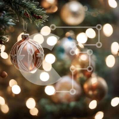 Intra Συλλεκτικό Ξύλινο Παζλ Plywood  4mm - Στολισμένο χριστουγεννιάτικο δέντρο με στολίδια και φωτάκια Σε Ξύλινο Κουτί - Διαστάσεις: 10x10 cm – 25 κομμάτια - Image 1