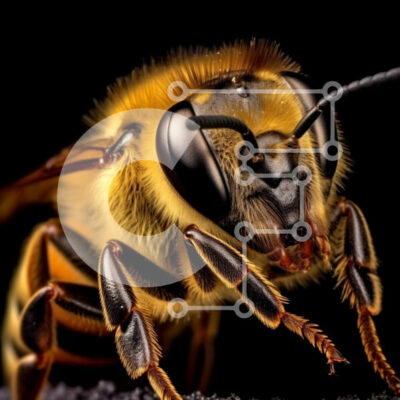 Intra Συλλεκτικό Ξύλινο Παζλ Plywood 4mm - Εκπληκτική μακρο λήψη του προσώπου της μέλισσας σε μαύρο φόντο Σε Ξύλινο Κουτί - Διαστάσεις: 10x10 cm – 25 κομμάτια - Image 1