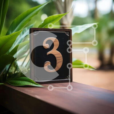 Intra Συλλεκτικό Ξύλινο Παζλ Plywood  4mm - Σκούρο ξύλο Νούμερο 3 Κρεμασμένο σε ξύλινο κιγκλίδωμα Σε Ξύλινο Κουτί - Διαστάσεις: 10x10 cm – 25 κομμάτια - Image 1