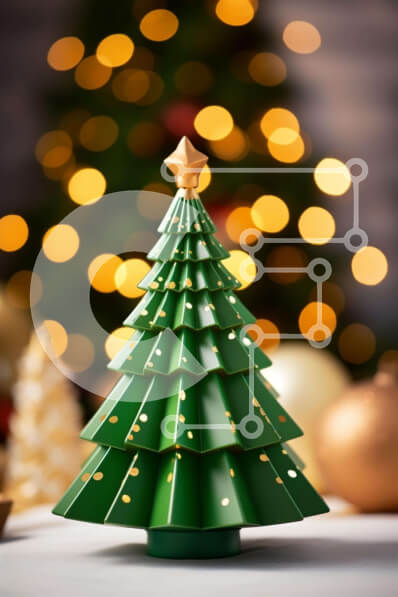 Intra Συλλεκτικό Ξύλινο Παζλ Plywood  4mm - Πράσινο παιχνίδι Χριστουγεννιάτικο δέντρο στο τραπέζι Σε Ξύλινο Κουτί - Διαστάσεις: 10x10 cm – 25 κομμάτια