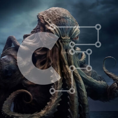 Intra Συλλεκτικό Ξύλινο Παζλ Plywood  4mm - Απόκοσμη εικόνα ενός απειλητικού γιγαντιαίου καλαμαριού Σε Ξύλινο Κουτί - Διαστάσεις: 10x10 cm – 25 κομμάτια - Image 1