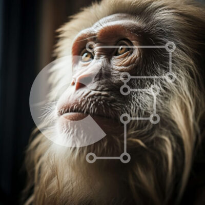 Intra Συλλεκτικό Ξύλινο Παζλ Plywood  4mm - Κοντινό πλάνο του προσώπου ενός πιθήκου Σε Ξύλινο Κουτί - Διαστάσεις: 10x10 cm – 25 κομμάτια - Image 1