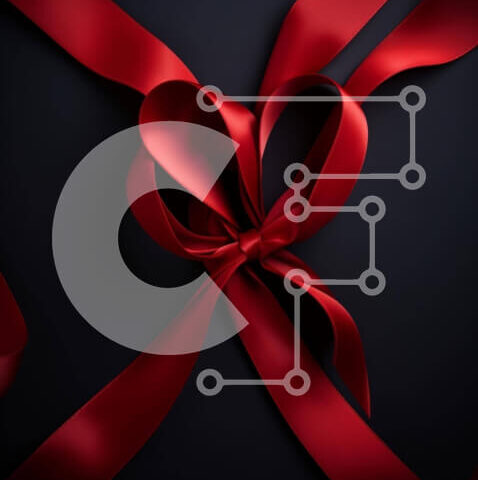 Intra Συλλεκτικό Ξύλινο Παζλ Plywood 4mm - Κόκκινη κορδέλα σε σχήμα καρδιάς σε μαύρο φόντο Σε Ξύλινο Κουτί - Διαστάσεις Puzzle: 10x10 cm – 25 κομμάτια - Image 1