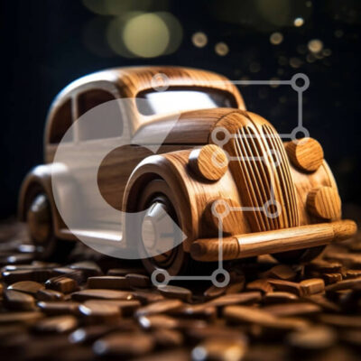 Intra Συλλεκτικό Ξύλινο Παζλ Plywood 4mm - Ξύλινο αυτοκίνητο σε ένα σωρό νομίσματα Σε Ξύλινο Κουτί - Διαστάσεις: 10x10 cm – 25 κομμάτια - Image 1