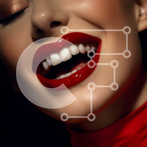 Intra Συλλεκτικό Ξύλινο Παζλ Plywood  4mm - Πανέμορφο πορτρέτο γυναίκας με κόκκινα χείλη και χαλαρά κύματα Σε Ξύλινο Κουτί - Διαστάσεις Puzzle: 10x10 cm – 25 κομμάτια - Image 1