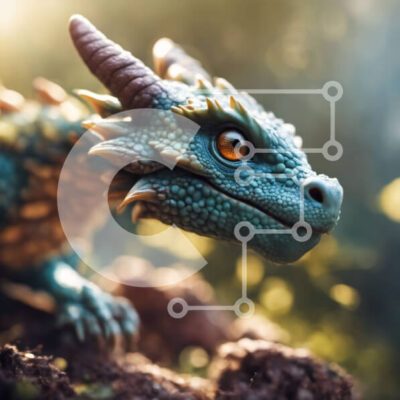 Intra Συλλεκτικό Ξύλινο Παζλ Plywood  4mm - Μπλε Δράκος με πράσινα κέρατα και κίτρινα μάτια Σε Ξύλινο Κουτί - Διαστάσεις: 10x10 cm – 25 κομμάτια - Image 1