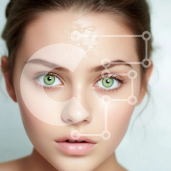 Intra Συλλεκτικό Ξύλινο Παζλ Plywood  4mm - Πορτρέτο της όμορφης γυναίκας με πράσινα μάτια και φυσικό δέρμα Σε Ξύλινο Κουτί - Διαστάσεις Puzzle: 10x10 cm – 25 κομμάτια - Image 1