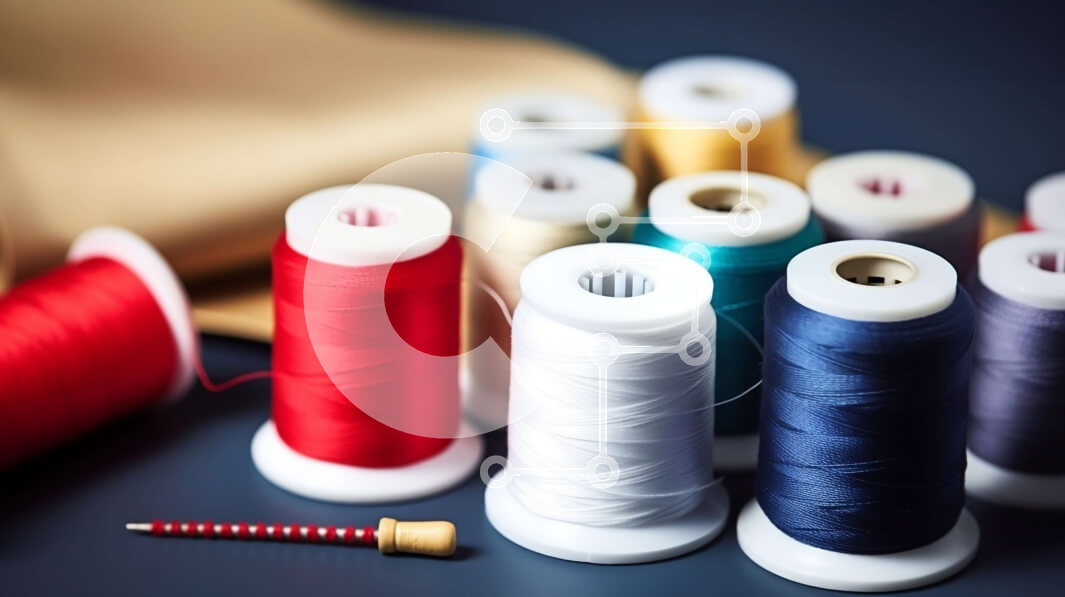 Intra Συλλεκτικό Ξύλινο Παζλ Plywood  4mm - Πολύχρωμα καρούλια από κλωστή με ψαλίδι στο τραπέζι Σε Ξύλινο Κουτί - Διαστάσεις Puzzle: 10x10 cm – 25 κομμάτια