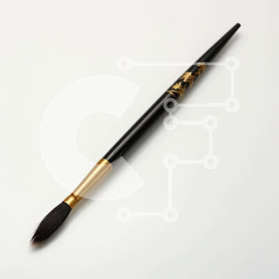 Intra Συλλεκτικό Ξύλινο Παζλ Plywood  4mm - Μαύρο και χρυσό πινέλο σε λευκή επιφάνεια Σε Ξύλινο Κουτί - Διαστάσεις: 10x10 cm – 25 κομμάτια - Image 1