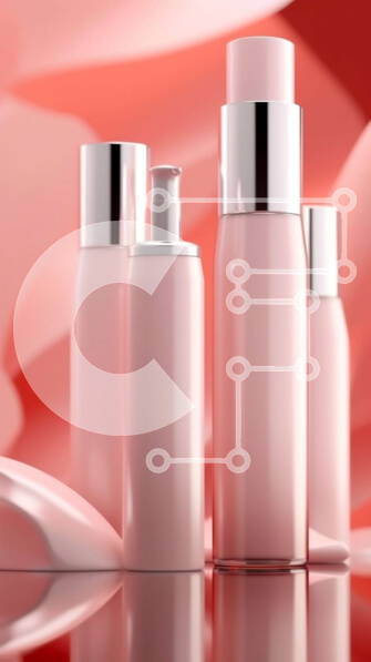 Intra Συλλεκτικό Ξύλινο Παζλ Plywood  4mm - Κομψά ροζ μπουκάλια καλλυντικών σε ροζ φόντο Σε Ξύλινο Κουτί - Διαστάσεις Puzzle: 10x10 cm – 25 κομμάτια