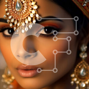 Intra Συλλεκτικό Ξύλινο Παζλ Plywood  4mm - Πανέμορφη εικόνα μιας γυναίκας που φοράει παραδοσιακά ινδικά κοσμήματα και μακιγιάζ Σε Ξύλινο Κουτί - Διαστάσεις Puzzle: 10x10 cm – 25 κομμάτια