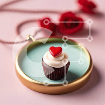 Intra Συλλεκτικό Ξύλινο Παζλ Plywood  4mm - Κρεμαστό κόσμημα Cupcake με κόκκινη καρδιά και τριαντάφυλλα Σε Ξύλινο Κουτί - Διαστάσεις Puzzle: 10x10 cm – 25 κομμάτια - Image 1