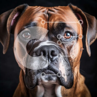 Intra Συλλεκτικό Ξύλινο Παζλ Plywood  4mm - Κοντινό πλάνο του προσώπου ενός σκύλου μπόξερ Σε Ξύλινο Κουτί - Διαστάσεις: 10x10 cm – 25 κομμάτια - Image 1