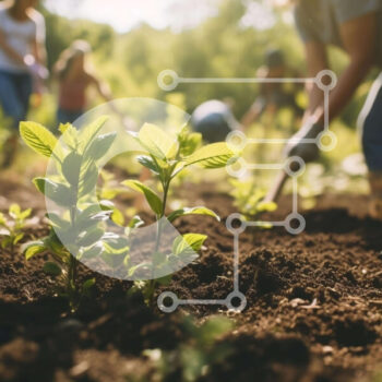 Intra Συλλεκτικό Ξύλινο Παζλ Plywood  4mm - Ομάδα ανθρώπων που φυτεύουν νέα φυτά σε έναν κήπο Σε Ξύλινο Κουτί - Διαστάσεις Puzzle: 10x10 cm – 25 κομμάτια - Image 1