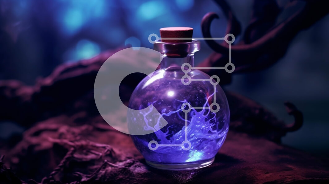 Intra Συλλεκτικό Ξύλινο Παζλ Plywood  4mm - Μαγευτική εικόνα του μπλε λαμπερού υγρού σε γυάλινο μπουκάλι σε ένα μυστηριώδες δάσος Σε Ξύλινο Κουτί - Διαστάσεις: 10x10 cm – 25 κομμάτια