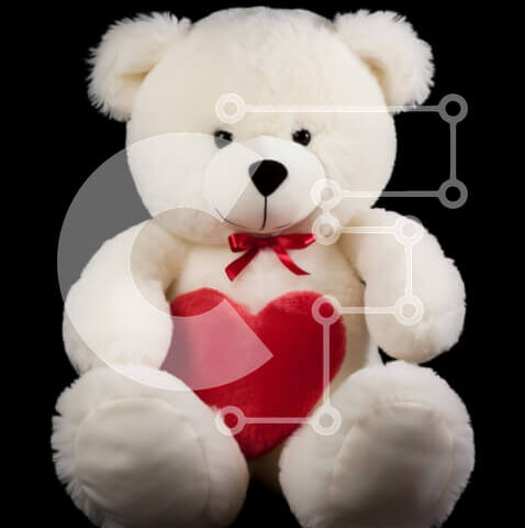 Intra Συλλεκτικό Ξύλινο Παζλ Plywood  4mm - Μεγάλο λευκό αρκουδάκι που κρατά μια κόκκινη καρδιά στολίδι Σε Ξύλινο Κουτί - Διαστάσεις Puzzle: 10x10 cm – 25 κομμάτια - Image 1