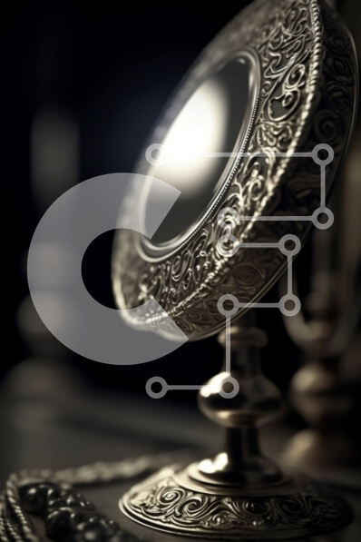 Intra Συλλεκτικό Ξύλινο Παζλ Plywood  4mm - Κομψός περίτεχνος καθρέφτης με περίπλοκες χρυσές πινελιές και παραμορφωμένη αντανάκλαση Σε Ξύλινο Κουτί - Διαστάσεις Puzzle: 10x10 cm – 25 κομμάτια