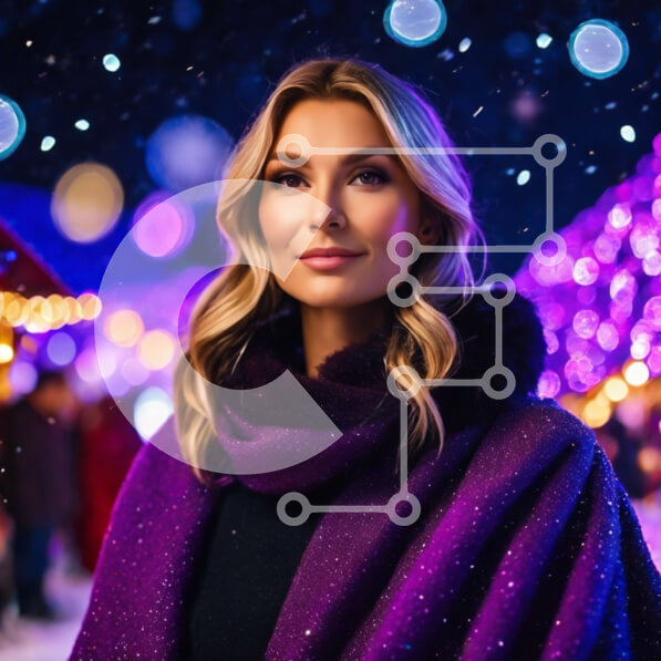 Intra Συλλεκτικό Ξύλινο Παζλ Plywood  4mm - Εορταστική γυναίκα σε μια φωτισμένη χριστουγεννιάτικη αγορά Σε Ξύλινο Κουτί - Διαστάσεις Puzzle: 10x10 cm – 25 κομμάτια