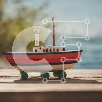 Intra Συλλεκτικό Ξύλινο Παζλ Plywood  4mm - Μικρό ξύλινο σκάφος σε αποβάθρα με ριγέ πανί Σε Ξύλινο Κουτί - Διαστάσεις Puzzle: 10x10 cm – 25 κομμάτια - Image 1