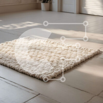 Intra Συλλεκτικό Ξύλινο Παζλ Plywood  4mm - Λευκό μάλλινο χαλί σε ξύλινο πάτωμα σε φωτεινό δωμάτιο Σε Ξύλινο Κουτί - Διαστάσεις Puzzle: 10x10 cm – 25 κομμάτια - Image 1