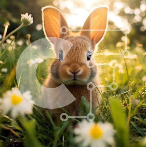 Intra Συλλεκτικό Ξύλινο Παζλ Plywood  4mm - Αξιολάτρευτη εικόνα ενός καφέ κουνελιού που κάθεται σε ένα χωράφι με μαργαρίτες Σε Ξύλινο Κουτί - Διαστάσεις: 10x10 cm – 25 κομμάτια - Image 1