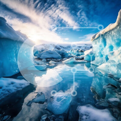 Intra Συλλεκτικό Ξύλινο Παζλ Plywood  4mm - Εκπληκτική θέα του παγετώνα και των βουνών σε μια καθαρή μέρα Σε Ξύλινο Κουτί - Διαστάσεις: 10x10 cm – 25 κομμάτια - Image 1