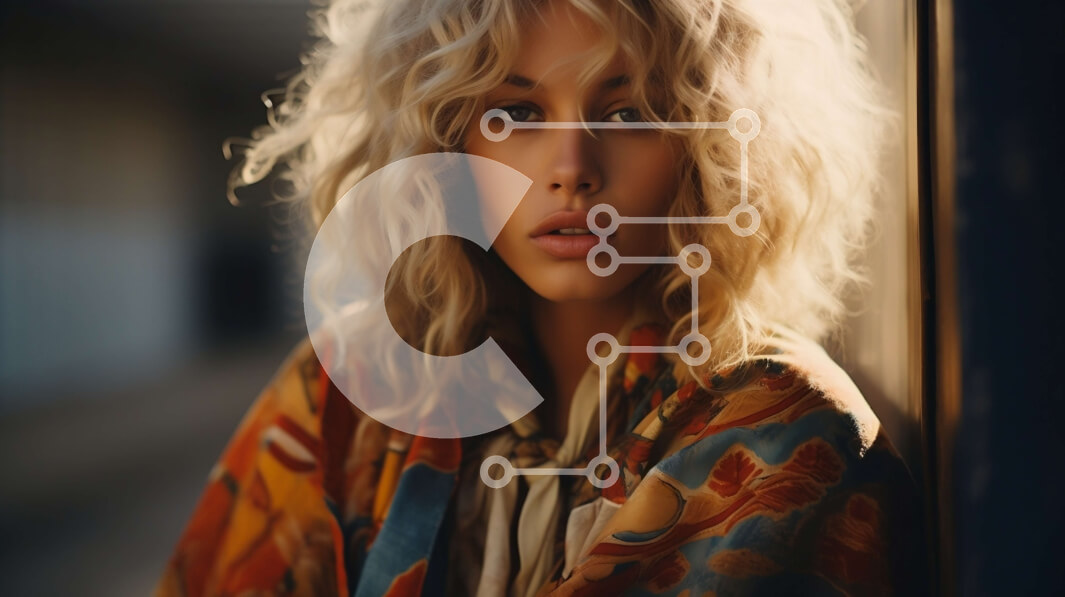 Intra Συλλεκτικό Ξύλινο Παζλ Plywood  4mm - Πολύχρωμο κασκόλ μόδας πορτρέτο της χαμογελαστής γυναίκας Σε Ξύλινο Κουτί - Διαστάσεις Puzzle: 10x10 cm – 25 κομμάτια