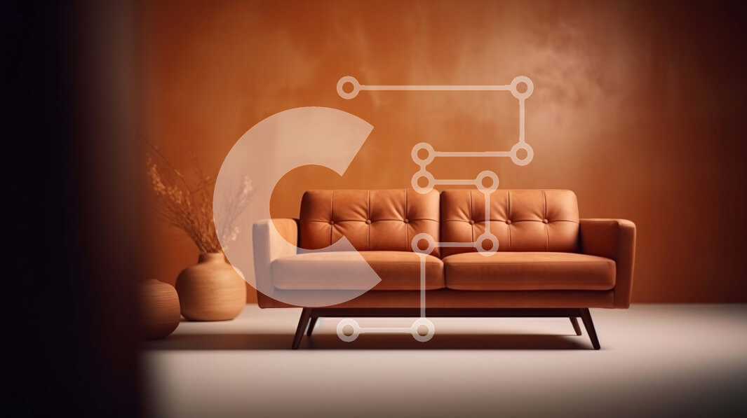 Intra Συλλεκτικό Ξύλινο Παζλ Plywood  4mm - Καφέ δερμάτινος καναπές σε δωμάτιο με μαύρο τοίχο Σε Ξύλινο Κουτί - Διαστάσεις Puzzle: 10x10 cm – 25 κομμάτια