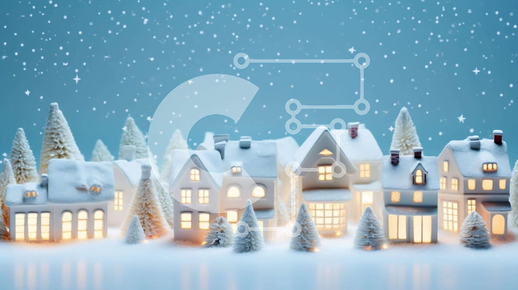 Intra Συλλεκτικό Ξύλινο Παζλ Plywood  4mm - Σκηνή Χειμερινού Χωριού με Μικροσκοπικά Σπίτια και Νιφάδες Χιονιού Σε Ξύλινο Κουτί - Διαστάσεις Puzzle: 10x10 cm – 25 κομμάτια