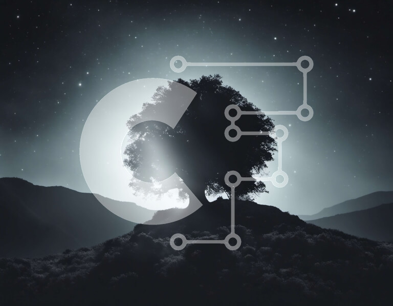 Intra Συλλεκτικό Ξύλινο Παζλ Plywood  4mm - Σιλουέτα δέντρου στον απομονωμένο λόφο με το φεγγάρι και τα αστέρια Σε Ξύλινο Κουτί - Διαστάσεις: 10x10 cm – 25 κομμάτια