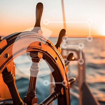 Intra Συλλεκτικό Ξύλινο Παζλ Plywood  4mm - Κοντινό πλάνο τιμονιού πλοίου με φόντο ηλιοβασίλεμα Σε Ξύλινο Κουτί - Διαστάσεις Puzzle: 10x10 cm – 25 κομμάτια - Image 1