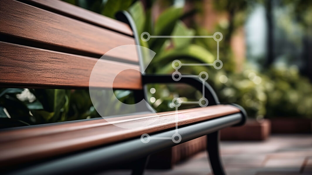 Intra Συλλεκτικό Ξύλινο Παζλ Plywood  4mm - Ξύλινος πάγκος σε μονοπάτι από τούβλα που περιβάλλεται από φυτά και δέντρα Σε Ξύλινο Κουτί - Διαστάσεις Puzzle: 10x10 cm – 25 κομμάτια