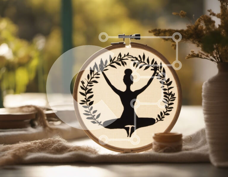 Intra Συλλεκτικό Ξύλινο Παζλ Plywood  4mm - Διακοσμητικό τσέρκι κεντήματος με γυναικεία σιλουέτα Σε Ξύλινο Κουτί - Διαστάσεις Puzzle: 10x10 cm – 25 κομμάτια