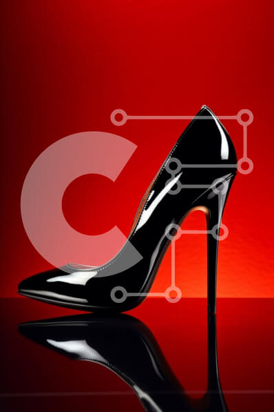 Intra Συλλεκτικό Ξύλινο Παζλ Plywood  4mm - Κομψό και μοντέρνο ψηλοτάκουνο παπούτσι σε μαύρο λουστρίνι Σε Ξύλινο Κουτί - Διαστάσεις Puzzle: 10x10 cm – 25 κομμάτια