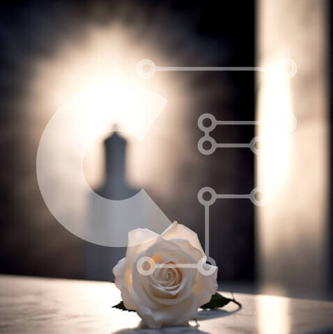 Intra Συλλεκτικό Ξύλινο Παζλ Plywood 4mm - Όμορφη εικόνα ενός λευκού τριαντάφυλλου σε μια μαρμάρινη επιφάνεια Σε Ξύλινο Κουτί - Διαστάσεις: 10x10 cm – 25 κομμάτια - Image 1