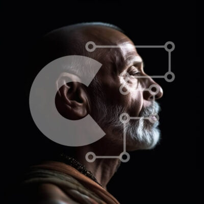 Intra Συλλεκτικό Ξύλινο Παζλ Plywood  4mm - Ηλικιωμένος άνδρας με λευκή γενειάδα και γαλήνια έκφραση Σε Ξύλινο Κουτί - Διαστάσεις Puzzle: 10x10 cm – 25 κομμάτια - Image 1