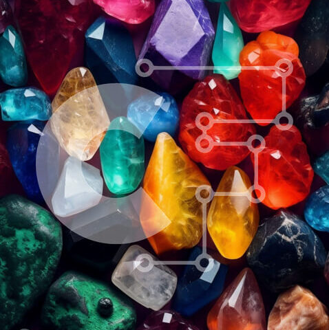 Intra Συλλεκτικό Ξύλινο Παζλ Plywood  4mm - Κοντινή εικόνα πολύχρωμων πολύτιμων λίθων σε μαύρο φόντο Σε Ξύλινο Κουτί - Διαστάσεις Puzzle: 10x10 cm – 25 κομμάτια - Image 1