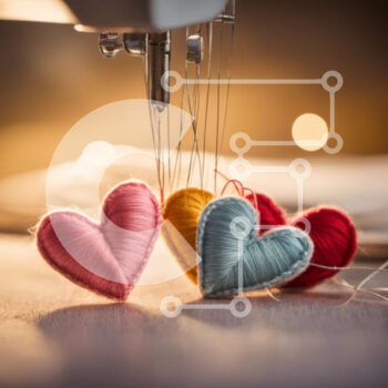 Intra Συλλεκτικό Ξύλινο Παζλ Plywood  4mm - Πολύχρωμο νήμα σε σχήμα καρδιάς ραμμένο από ραπτομηχανή Σε Ξύλινο Κουτί - Διαστάσεις Puzzle: 10x10 cm – 25 κομμάτια - Image 1