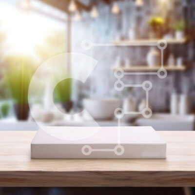 Intra Συλλεκτικό Ξύλινο Παζλ Plywood  4mm - Κενό λευκό κουτί σε ξύλινο τραπέζι με θέα στην πόλη Σε Ξύλινο Κουτί - Διαστάσεις Puzzle: 10x10 cm – 25 κομμάτια - Image 1