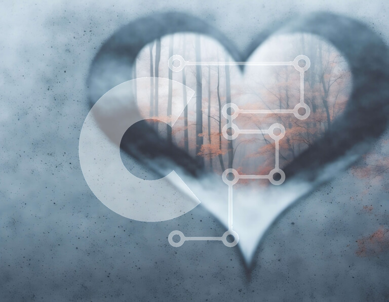 Intra Συλλεκτικό Ξύλινο Παζλ Plywood  4mm - Πλαίσιο σε σχήμα καρδιάς που κρύβεται μερικώς από την ομίχλη και τα δέντρα Σε Ξύλινο Κουτί - Διαστάσεις Puzzle: 10x10 cm – 25 κομμάτια