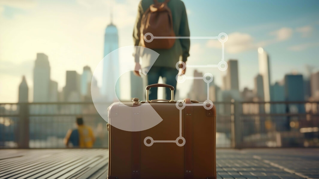 Intra Συλλεκτικό Ξύλινο Παζλ Plywood  4mm - Άτομο που στέκεται σε υπερυψωμένη πλατφόρμα με φόντο το αστικό τοπίο Σε Ξύλινο Κουτί - Διαστάσεις Puzzle: 10x10 cm – 25 κομμάτια