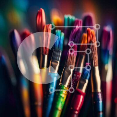 Intra Συλλεκτικό Ξύλινο Παζλ Plywood  4mm - Ζωντανή εικόνα από πολύχρωμα πινέλα σε διάφορα σχήματα και μεγέθη Σε Ξύλινο Κουτί - Διαστάσεις Puzzle: 10x10 cm – 25 κομμάτια - Image 1