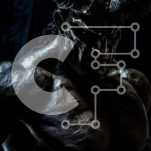 Intra Συλλεκτικό Ξύλινο Παζλ Plywood  4mm - Μυστηριώδες κερασφόρο άγαλμα που στέκεται σε ένα σκοτεινό δωμάτιο Σε Ξύλινο Κουτί - Διαστάσεις Puzzle: 10x10 cm – 25 κομμάτια