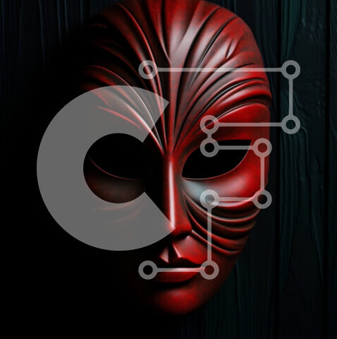 Intra Συλλεκτικό Ξύλινο Παζλ Plywood  4mm - Περίπλοκη ξύλινη μάσκα που κρέμεται σε σκούρο ξύλινο τοίχο Σε Ξύλινο Κουτί - Διαστάσεις Puzzle: 10x10 cm – 25 κομμάτια - Image 1